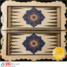 Load image into Gallery viewer, LUXURY CARVED KHATAM BACKGAMMON AND CHIPS SET – TAZHIB - AZeeMall