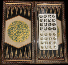 Load image into Gallery viewer, Luxury Khatam Backgammon and Chips Set – Tazhib Design - AZeeMall