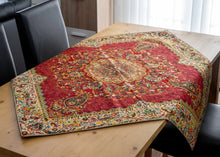 Load image into Gallery viewer, Square Afshari Red Termeh Tablecloth – 100×100 cm – Traditional Termeh Textile - AZeeMall