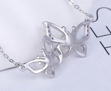 Load image into Gallery viewer, Double Butterfly Silver Freshwater Pearl Pendant Jewellery with Chain - AZeeMall