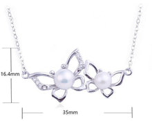 Load image into Gallery viewer, Double Butterfly Silver Freshwater Pearl Pendant Jewellery with Chain - AZeeMall