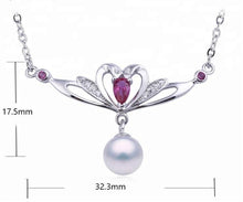 Load image into Gallery viewer, Heart Flower Jewellery Cultured Silver Freshwater Pearl Pendant with Chain - AZeeMall