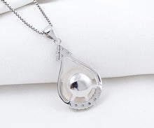 Load image into Gallery viewer, Modern Big Clover Drop Shape Silver Pearl Pendant with Chain - AZeeMall