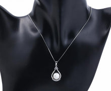 Load image into Gallery viewer, Modern Big Clover Drop Shape Silver Pearl Pendant with Chain - AZeeMall
