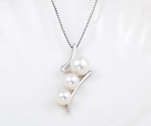 Load image into Gallery viewer, Flash with Three Pearls Sterling Silver Pearl Pendant with Chain - AZeeMall