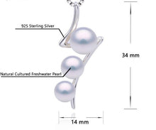 Load image into Gallery viewer, Flash with Three Pearls Sterling Silver Pearl Pendant with Chain - AZeeMall