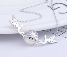 Load image into Gallery viewer, 925 Sterling Silver Elf Girl Jewellery Pearl Necklace with Chain - AZeeMall
