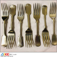 Load image into Gallery viewer, Antique Set of 5+2 Quality Silver Plated Fiddle Pattern Dessert Forks - D&A + EP B - AZeeMall