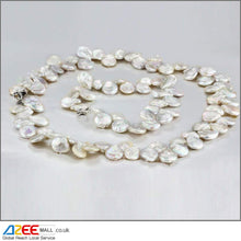 Load image into Gallery viewer, Coin Natural Freshwater Pearl Jewellery Set with 925 Silver Clasp - AZeeMall