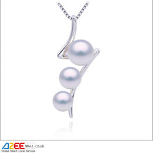 Load image into Gallery viewer, Flash with Three Pearls Sterling Silver Pearl Pendant with Chain - AZeeMall