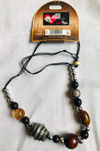 Load image into Gallery viewer, Vegan Sting of Mixed Shape Silver and Brown Beads Necklace (N5) - AZeeMall