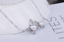 Load image into Gallery viewer, Double Butterfly Silver Freshwater Pearl Pendant Jewellery with Chain - AZeeMall