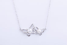 Load image into Gallery viewer, Double Butterfly Silver Freshwater Pearl Pendant Jewellery with Chain - AZeeMall