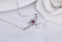 Load image into Gallery viewer, Heart Flower Jewellery Cultured Silver Freshwater Pearl Pendant with Chain - AZeeMall