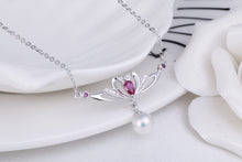 Load image into Gallery viewer, Heart Flower Jewellery Cultured Silver Freshwater Pearl Pendant with Chain - AZeeMall