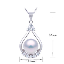 Load image into Gallery viewer, Modern Big Clover Drop Shape Silver Pearl Pendant with Chain - AZeeMall
