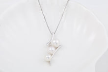 Load image into Gallery viewer, Flash with Three Pearls Sterling Silver Pearl Pendant with Chain - AZeeMall