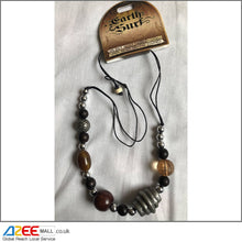 Load image into Gallery viewer, Vegan Sting of Mixed Shape Silver and Brown Beads Necklace (N5) - AZeeMall