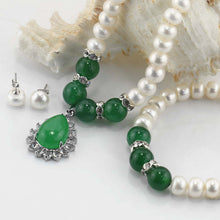 Load image into Gallery viewer, Natural Freshwater Pearl, Green Stone Jewellery Set - AZeeMall