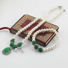 Load image into Gallery viewer, Natural Freshwater Pearl, Green Stone Jewellery Set - AZeeMall