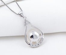 Load image into Gallery viewer, Modern Big Clover Drop Shape  Silver Pearl Pendant with Chain - AZeeMall
