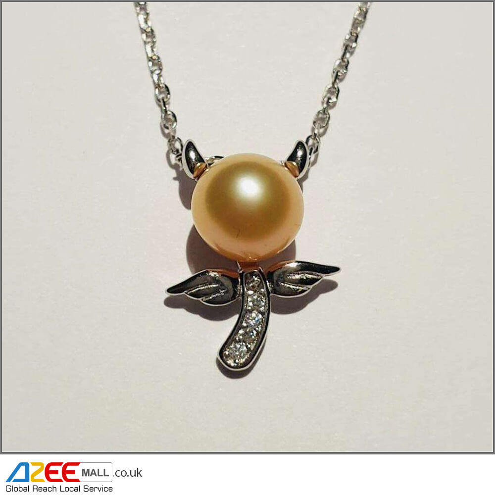 Angel Jewellery Natural Pearl Silver Pendant With Chain - AZeeMall