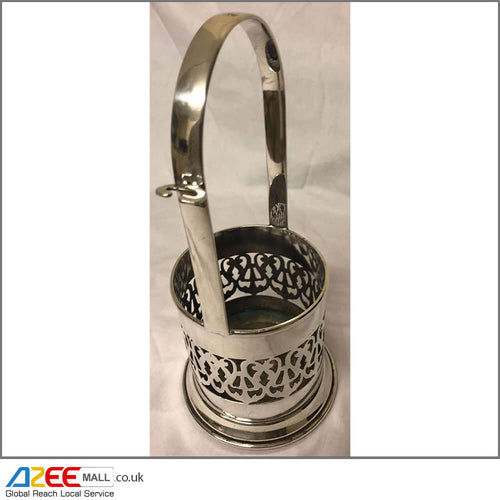 Antique Silver-Plated Bottle Holder with handle - AZeeMall