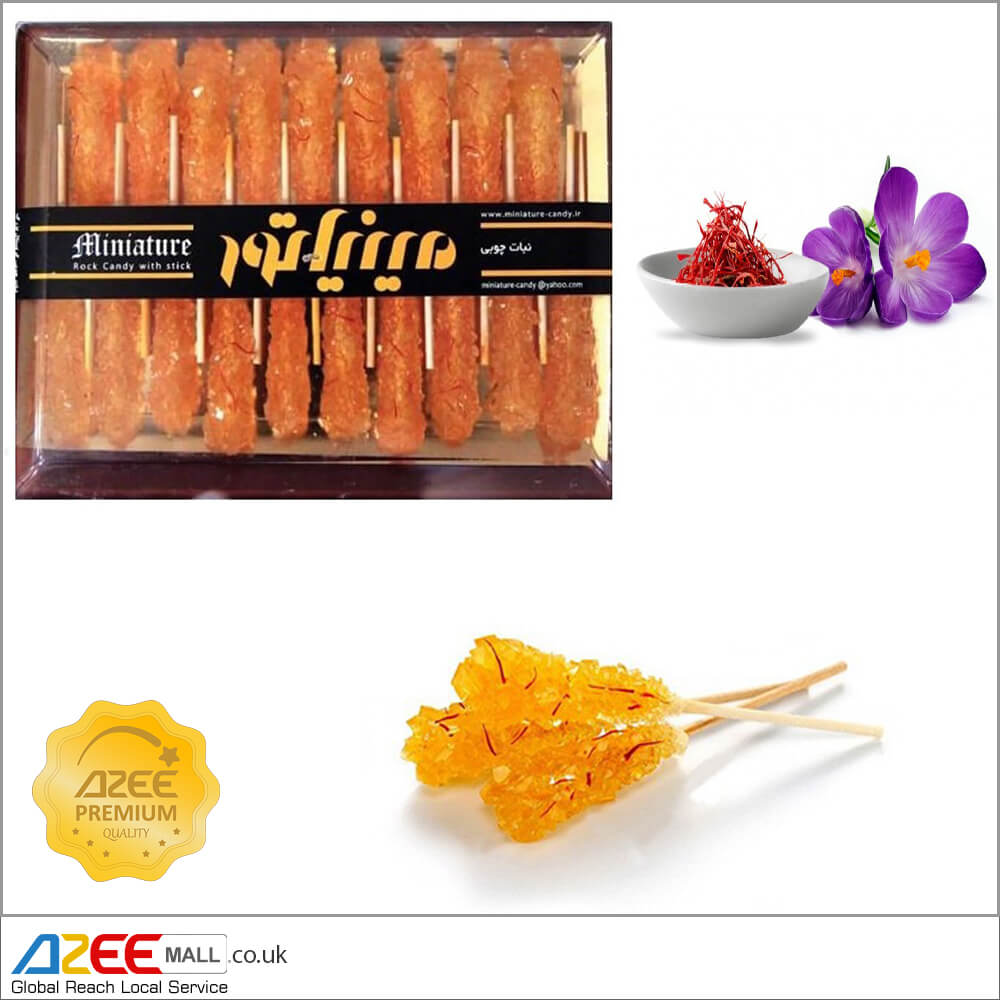 Saffron Rock Candy Sugar with Wood Stick (Nabat Chobi) - AZeeMall