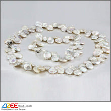Load image into Gallery viewer, Coin Natural Freshwater Pearl Jewellery Set with 925 Silver Clasp - AZeeMall
