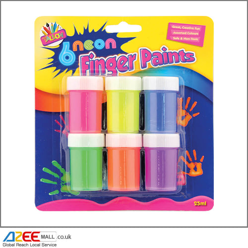 Neon Finger Paint Pots 2 packs of 6 - AZeeMall