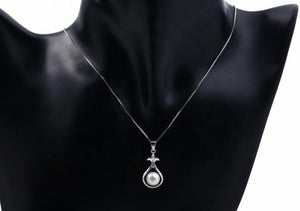Charming Pretty Promise Lily of The Valley Sterling Silver Pearl Pendant with Chain - AZeeMall