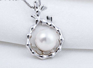 Antique Classic Tree Branch Sterling Silver Pearl Pendant With Chain - AZeeMall