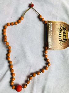 Vegan String of Orange Beads Necklace (N2) - AZeeMall