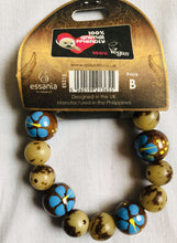 Load image into Gallery viewer, Vegan Wooden Blue Flowers Beads Bracelet (B1) - AZeeMall
