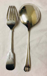 Antique Silver Plated Serving Large  Serving Fork & Spoon - AZeeMall