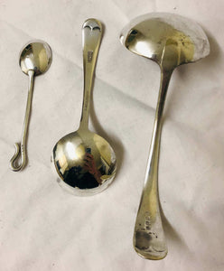 Two Antique Silver Plated English Pattern Sauce Ladles And A Tea Spoon - AZeeMall