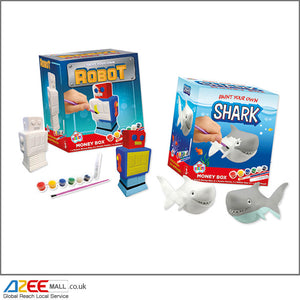 Kids Create Paint Your Own Robot & Shark Money Box - AZeeMall