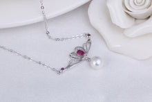Load image into Gallery viewer, Heart Flower Jewellery Cultured Silver Freshwater Pearl Pendant with Chain - AZeeMall
