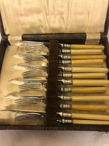 Set of Lovely Vintage Silver-Plated Cutlery with Bakelite Handles - AZeeMall