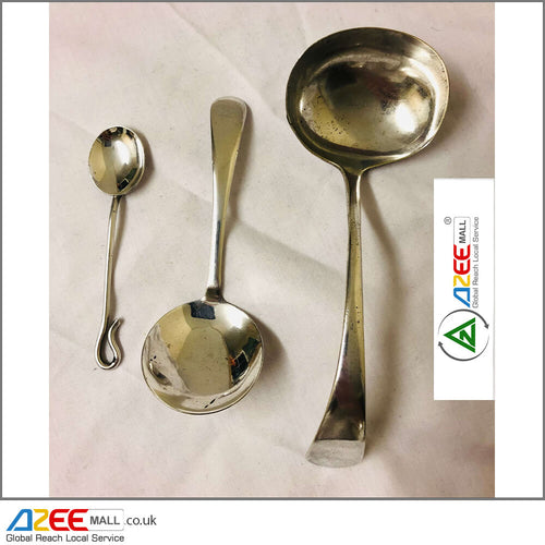 Two Antique Silver Plated English Pattern Sauce Ladles And A Tea Spoon - AZeeMall