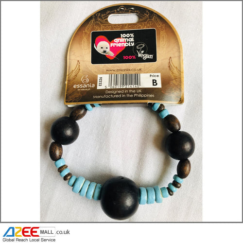 Vegan Blue and Dark Brown Bead Bracelet (B3) - AZeeMall
