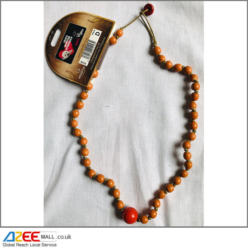 Vegan String of Orange Beads Necklace (N2) - AZeeMall