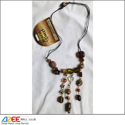 Vegan Three Pendants Beads Necklace (N6) - AZeeMall