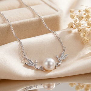 925 Sterling Silver Elf Girl Jewellery Pearl Necklace with Chain