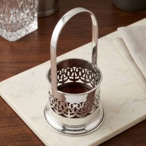Antique Silver-Plated Bottle Holder with handle