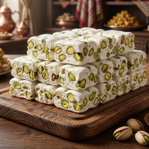 Gaz Nougat Candy 450g | 18% Pistachio | Chewy Middle Eastern Treat