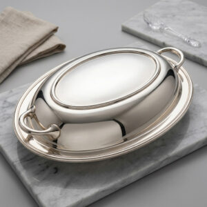 Lovely Antique Silver Plated Lidded Dish-Hand Engraved Foliate Design