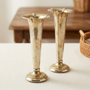 Pair of RAENO Stylish and Elegant Silver Platted Vases
