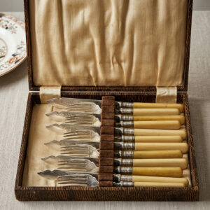 Set of Lovely Vintage Silver-Plated Cutlery with Bakelite Handles