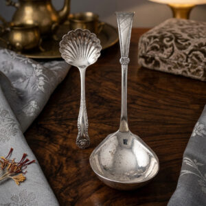 Two Antique Very Pretty Silver Plated Ladles